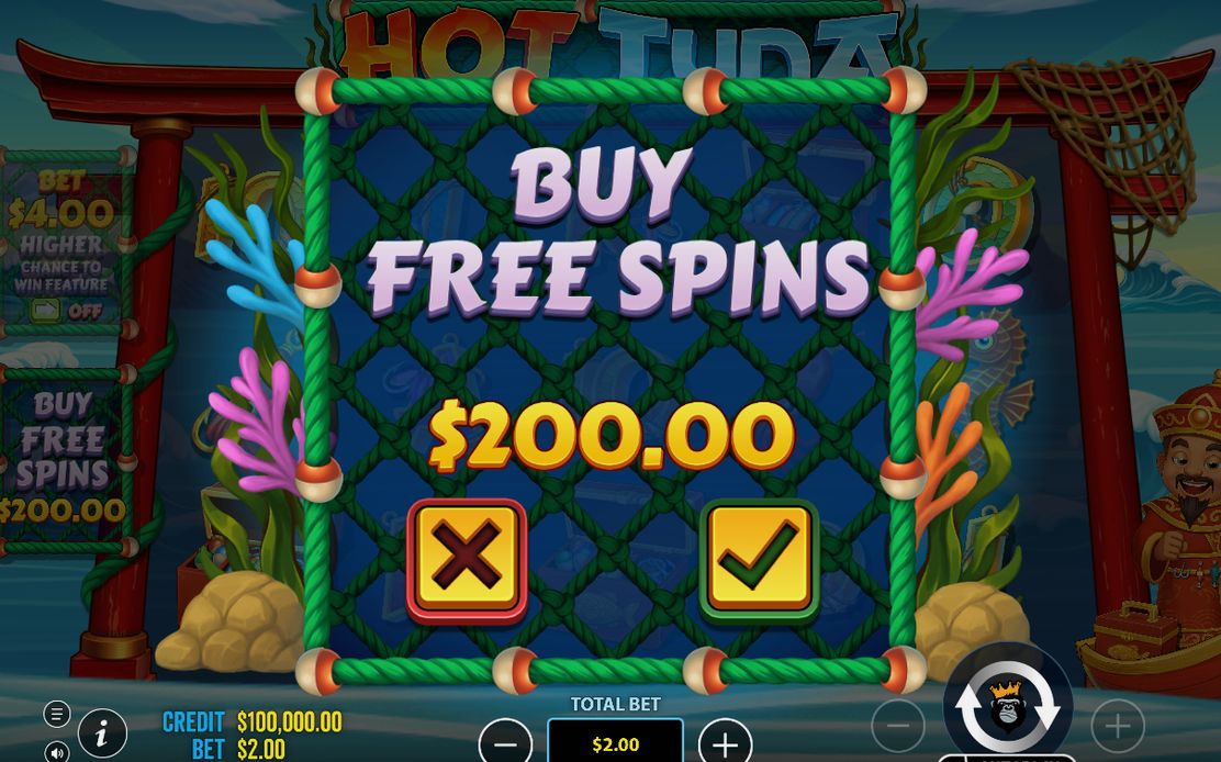 HOT TUNA x10 multiplier unlocked after a retrigger