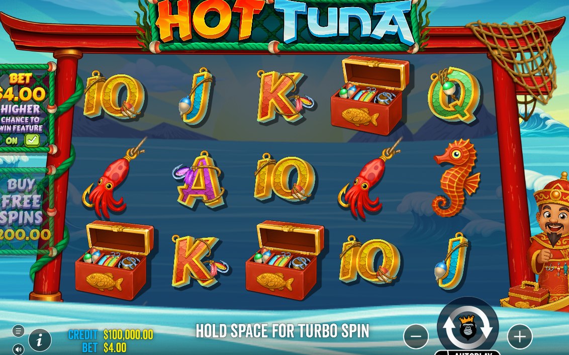 Five reels, ten paylines, MONEY values on the Tuna School