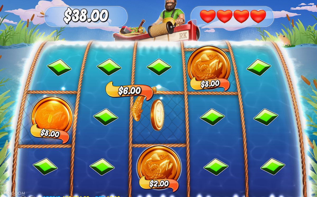 The lake re-skins as a fishing net as MONEY tiles lock in