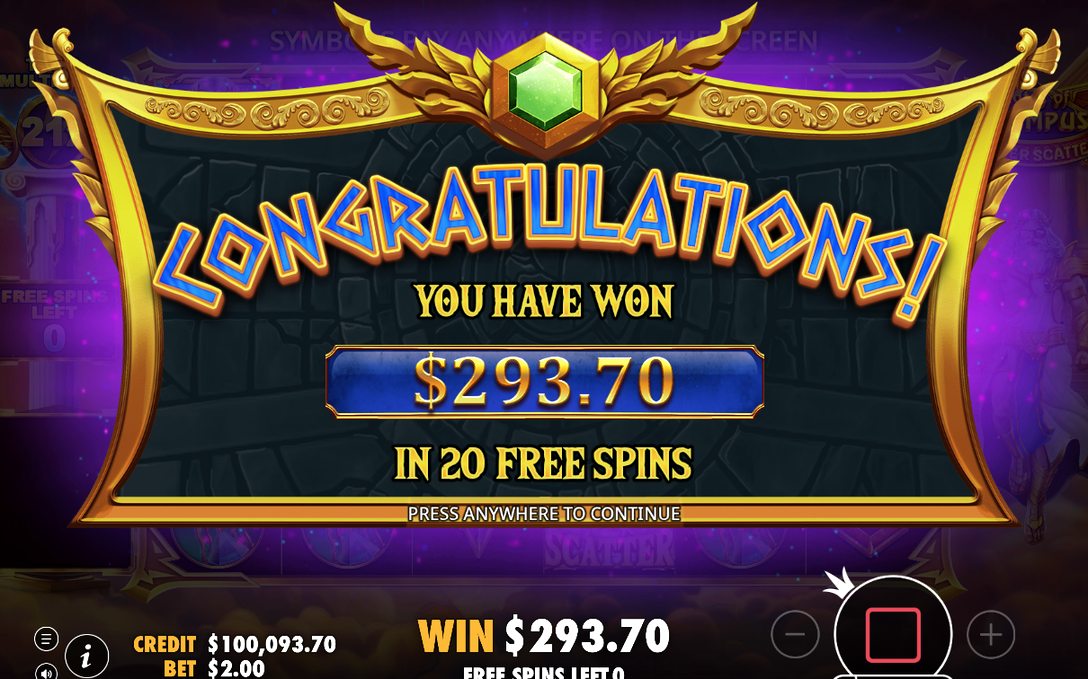 Win screen showing a large multiplier applied