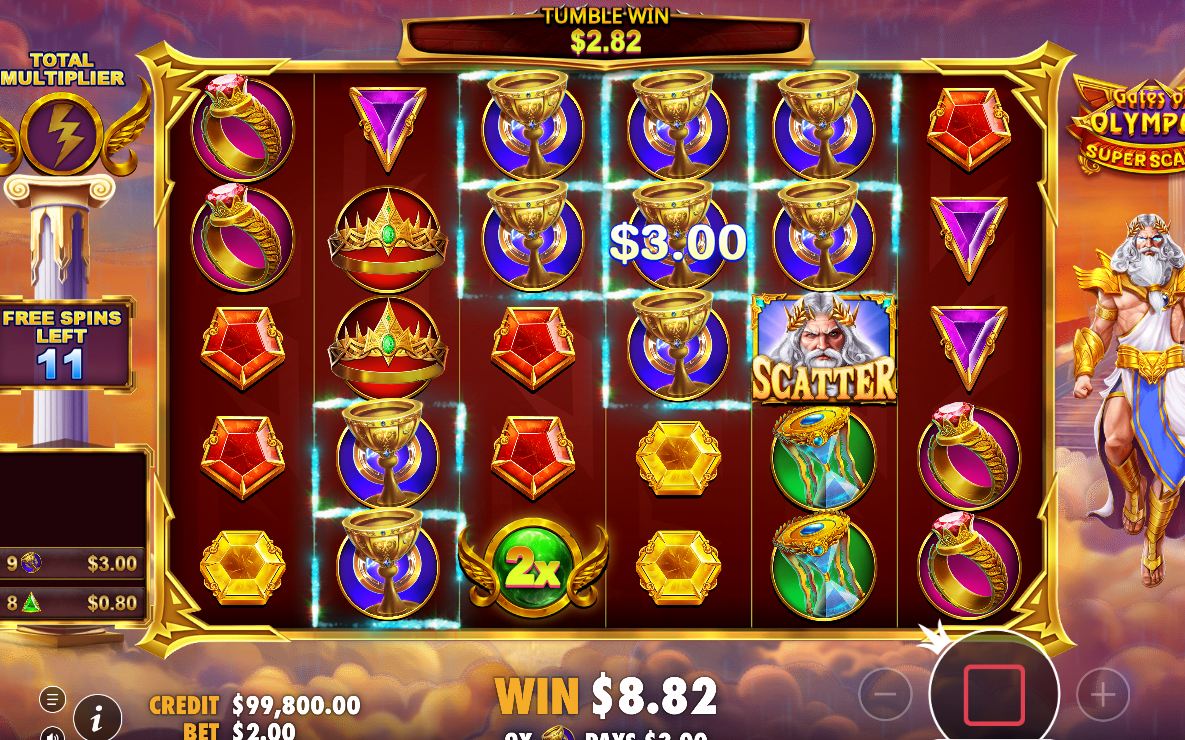 Free spins round with the total multiplier climbing